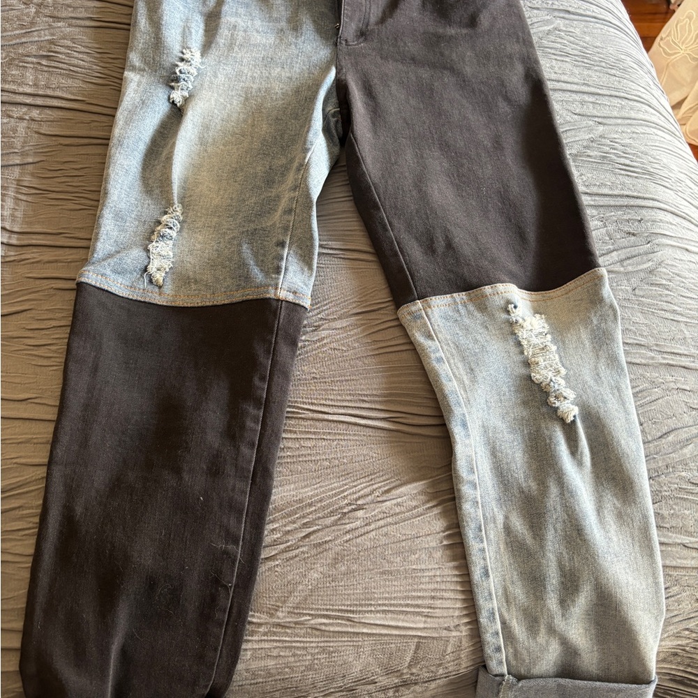 Two-Tone Distressed Jeans NWT